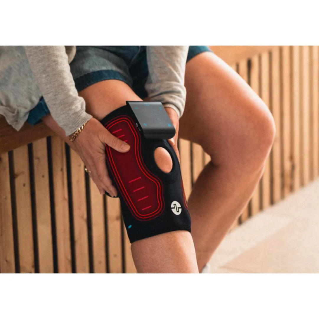 Compex Knee Wrap for Pain Relief with TENS and Heat - Side View