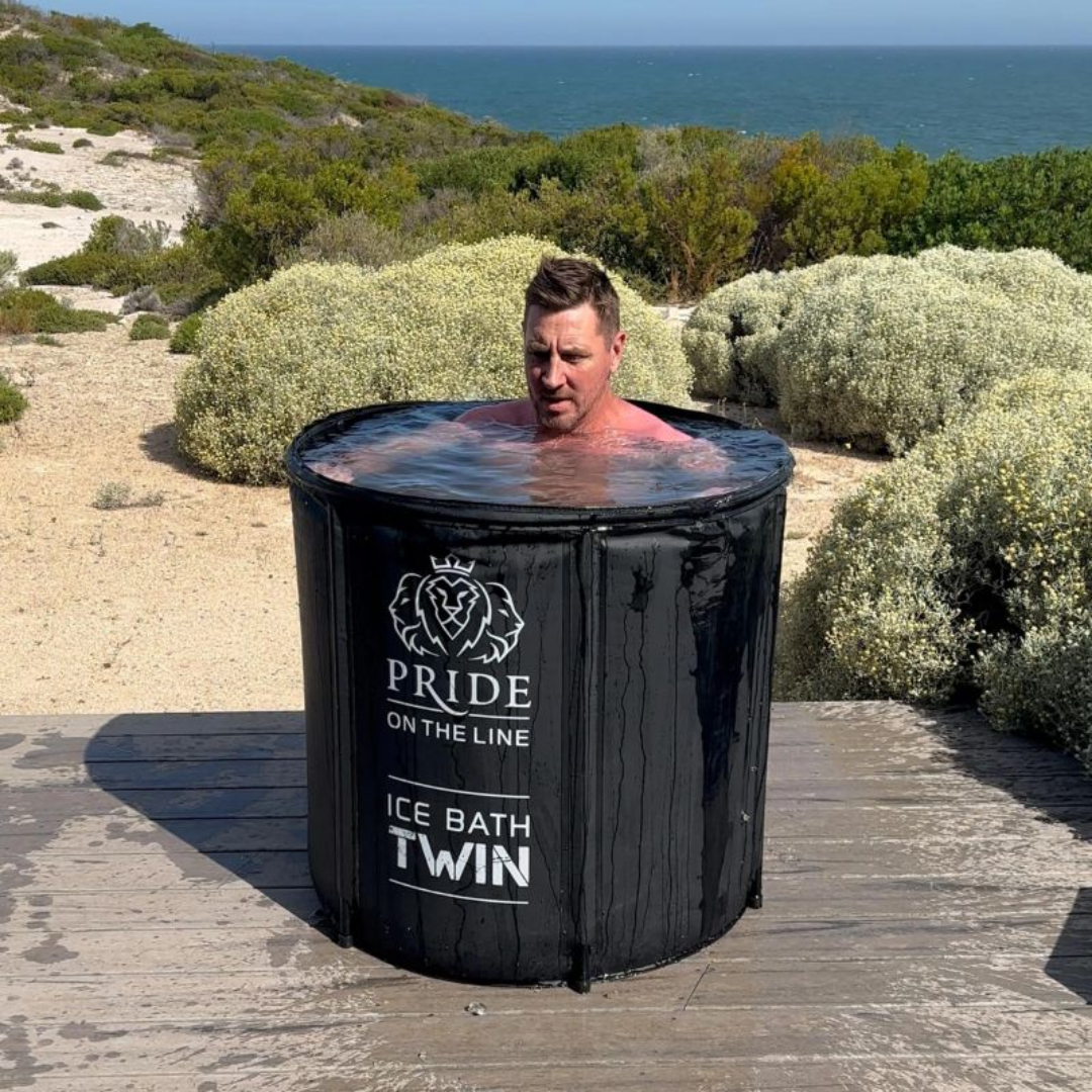 Pride on the Line Portable Recovery Twin Ice Bath Natural view While Taking Bath
