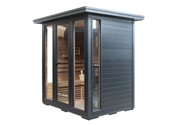 4 person outdoor traditional sauna Canadian cedar exterior view