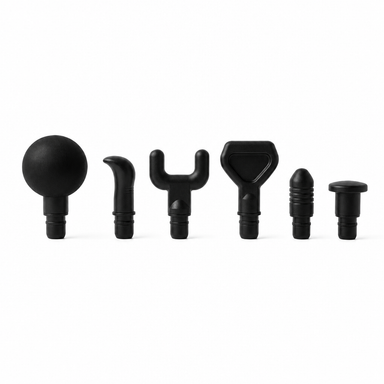 NERV Punch percussion massage gun with six interchangeable massage heads