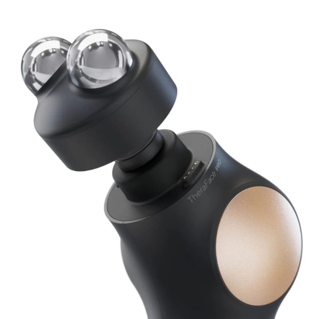 Therabody TheraFace PRO Black Close Up view With Double Nozzles 