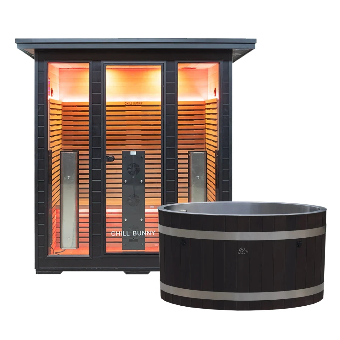 Chill Bunny ice bath and 4 person outdoor infrared sauna bundle