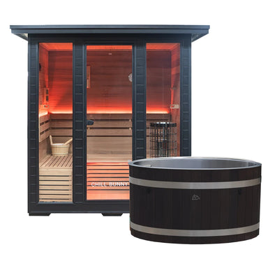 Chill Bunny ice bath and outdoor traditional sauna bundle