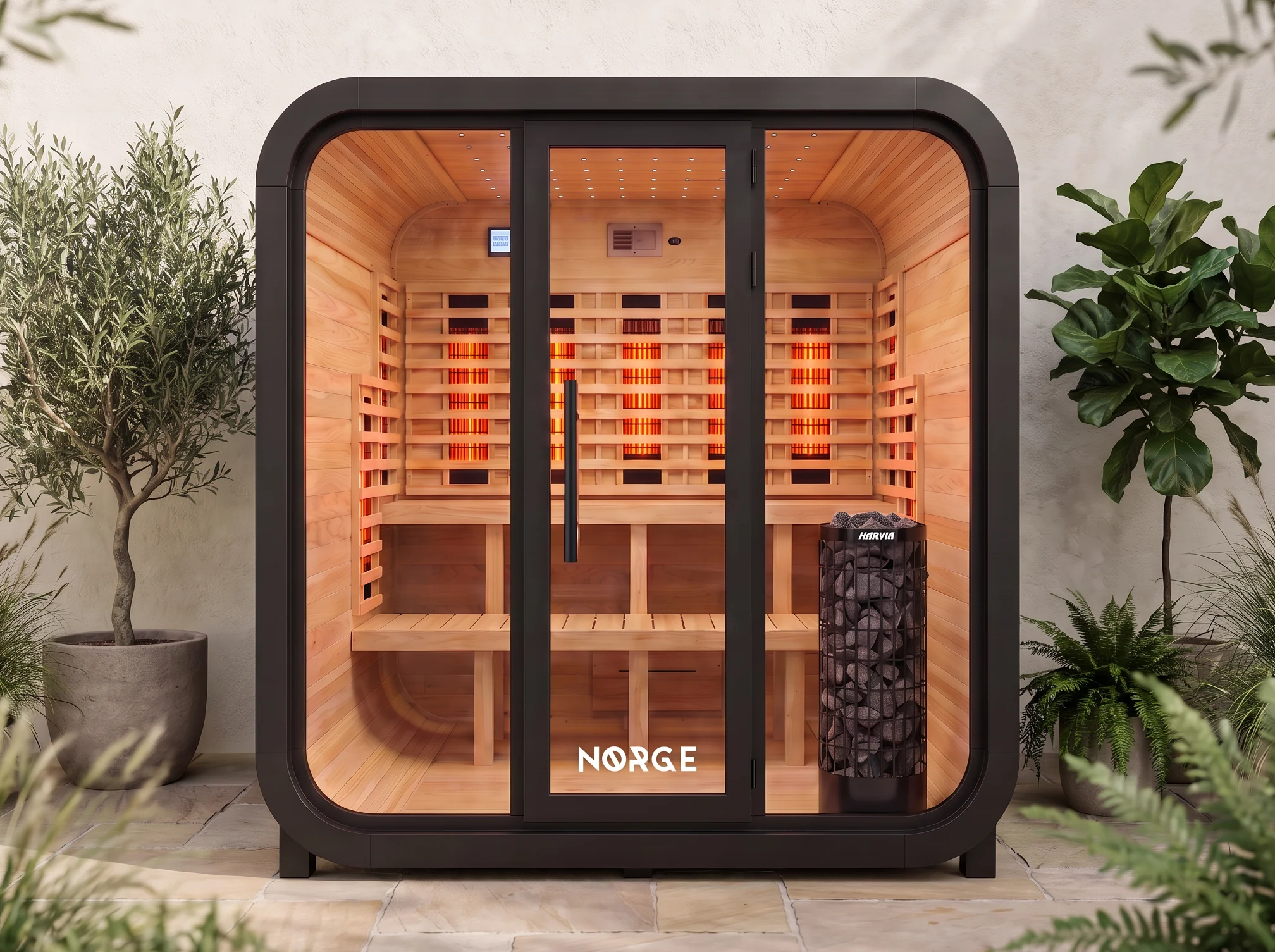 The Norge Stilhet Kube 6 Person Hybrid Sauna in Black