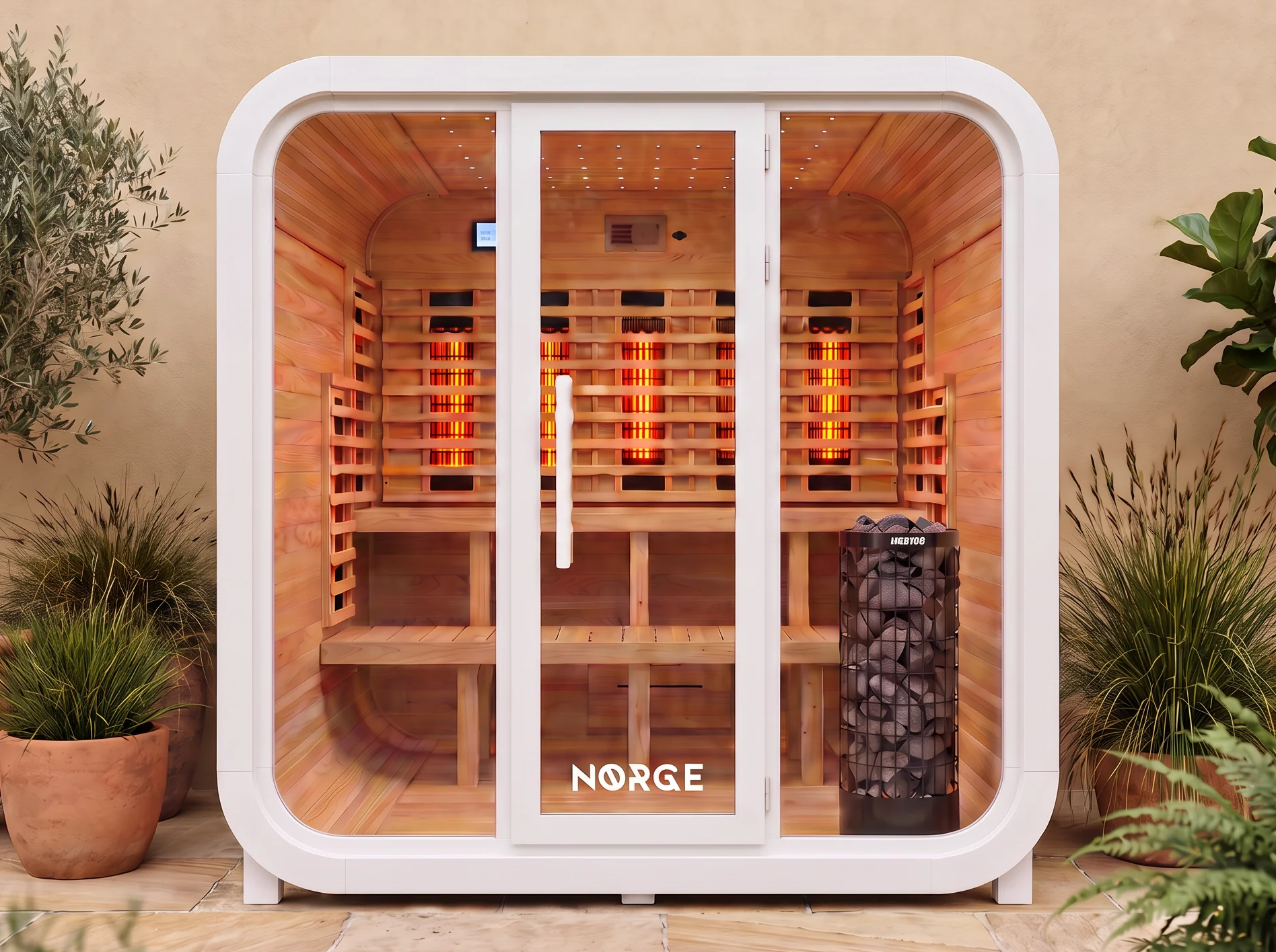 The Norge Stilhet Kube 6 Person Hybrid Sauna in White