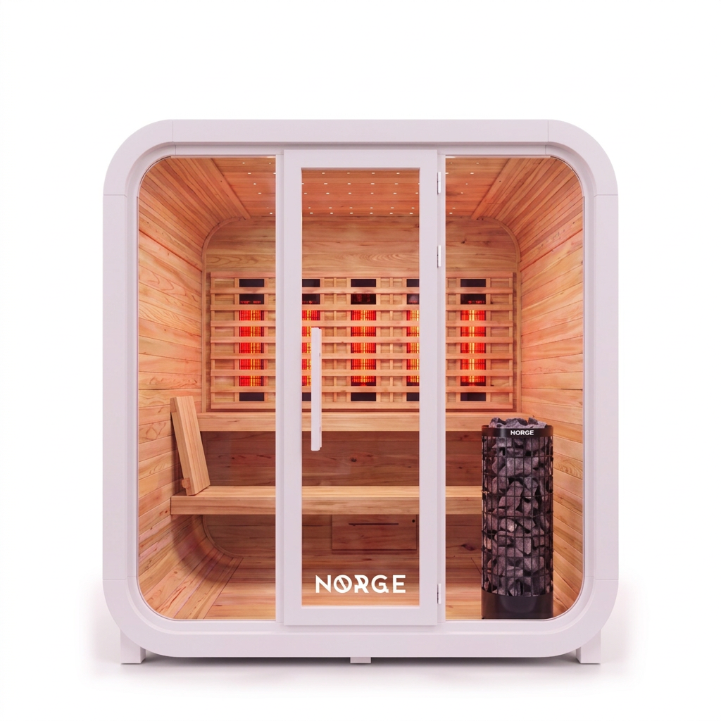 The Norge Stilhet Kube 4 Person Hybrid Sauna in White