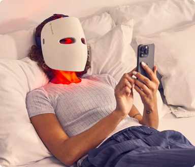 TheraFace Mask Glo LED face mask worn during treatment