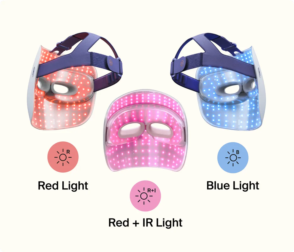 TheraFace Mask Glo red infrared and blue LED light therapy detail